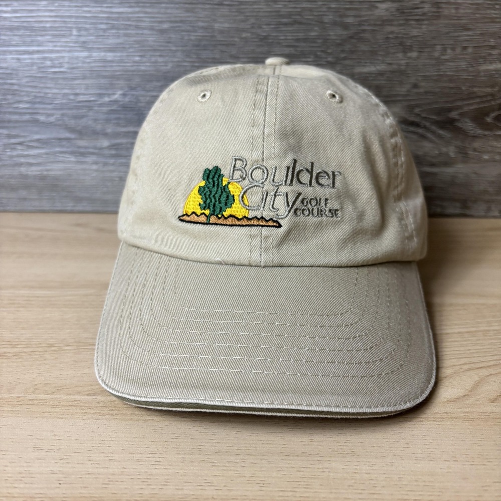 Boulder City Golf Course Hat Cap Strap Back Khaki Embroidered Golf Dad Hat Mens